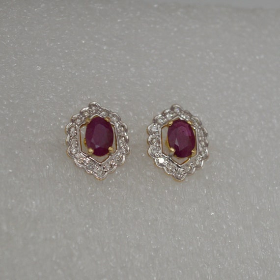 Ethnic handmade ruby stud earrings - Statement Je… - image 5