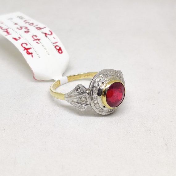 Vintage Victorian Style Ruby Rosecut Diamond Ring… - image 7