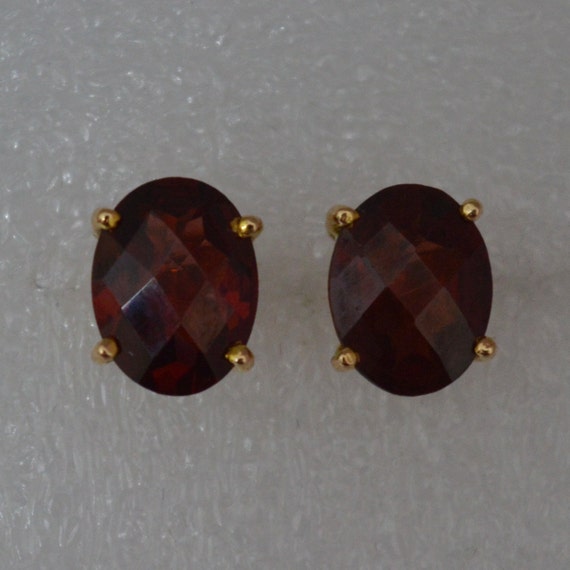 Basic Checkered Garnet stud earrings - Statement … - image 1