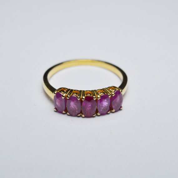Beautiful Antique Ruby Five Stone Ring- Handmade … - image 1