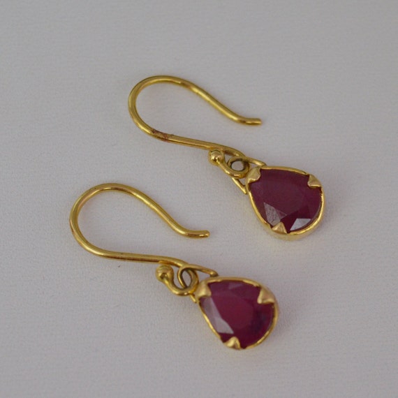 Beautiful Ruby gemstone loop earrings - Gemstone … - image 1