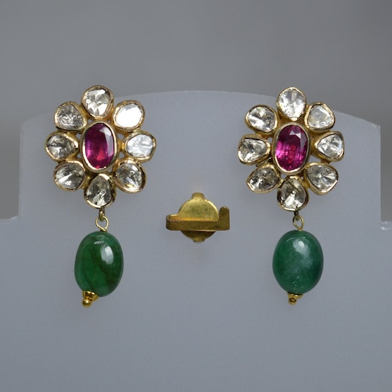 Vintage Style Multi Stone Royal Ruby Emerald Polk… - image 1