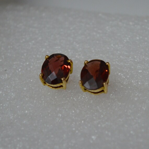 Basic Checkered Garnet stud earrings - Statement … - image 3