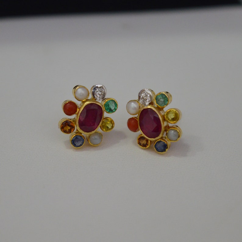 Navratna earrings online Clearance
