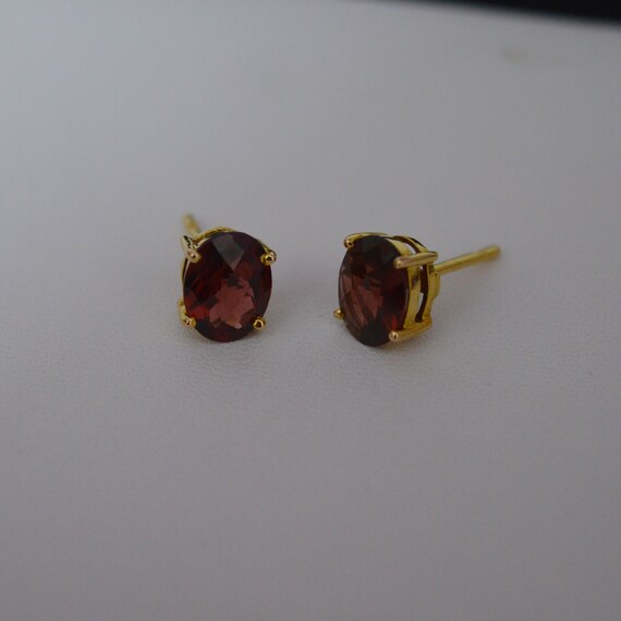 Basic Checkered Garnet stud earrings - Statement … - image 6