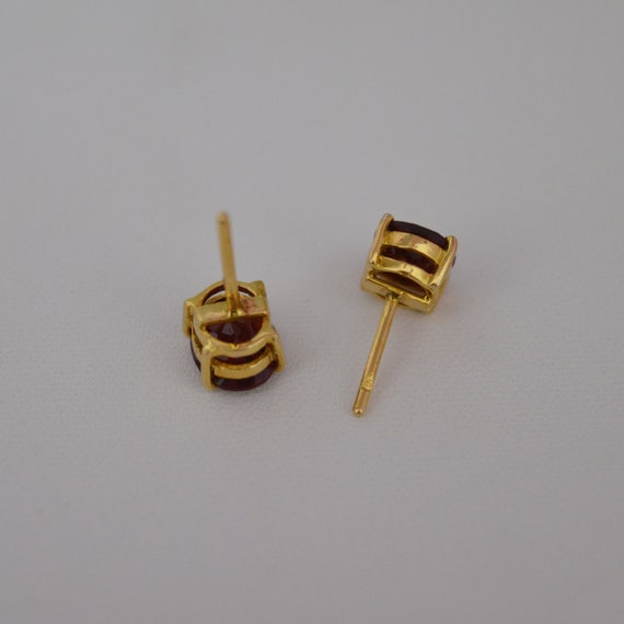 Basic Checkered Garnet stud earrings - Statement … - image 8