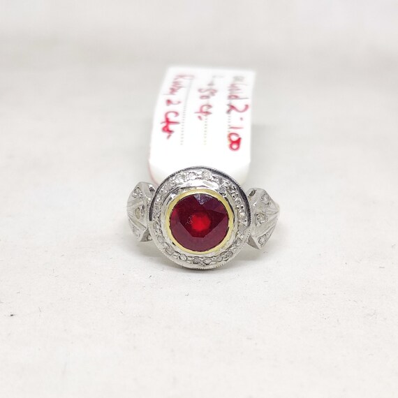Vintage Victorian Style Ruby Rosecut Diamond Ring… - image 6