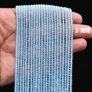Blue Topaz Faceted Rondelle Beads: 3mm Gemstone Strand