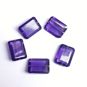 Faceted Purple Amethyst Beads: Octagon Cut Cushion Shape, 16x12mm (5 Pcs Lot
