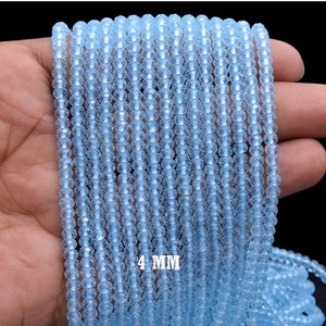 AAA+ Natural Sky Blue Topaz Beads, Blue Topaz Faceted Rondelle Beads, Genuine Fine Blue Topaz Precious  Beads 4-5mm Beads for Jewelry Making