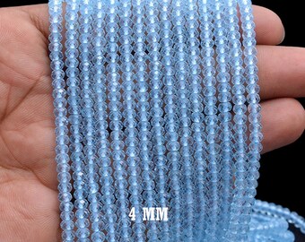 AAA Sky Blue Topaz Beads: Faceted Rondelle Gemstone, 4-5mm