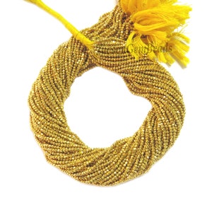 Faceted Golden Pyrite Rondelle Beads: 2mm Gemstone Strand