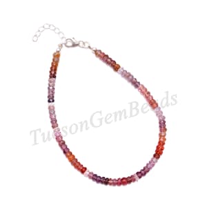 Faceted Multi Spinel Beaded Bracelet: Sterling Silver Clasp