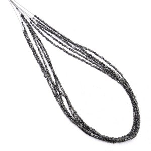 Raw Black Diamond Beads: Uncut Precious Diamond Chips, 16 Inch Strand