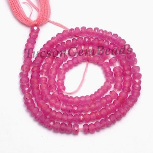 Faceted Pink Sapphire Rondelle Beads: Natural Gemstone Strand (3-3.5mm, 13 inches Approx.)