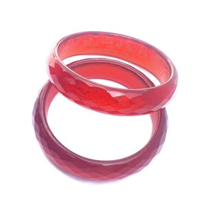 1 Pair - Garnet Gemstone Bangles, Faceted Single Cut Bracelet Bangles, Unique Hydro Glass Jewelry