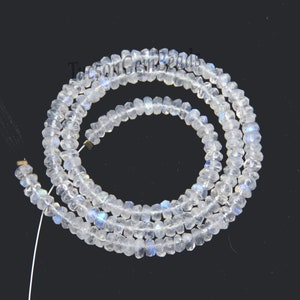 Rainbow Moonstone Rondelle Beads: Faceted White Gemstone Strand (3.5-4mm, 13 inch)