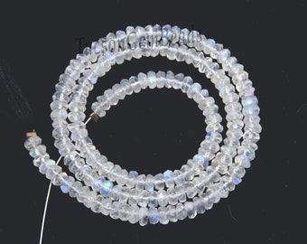 Rainbow Moonstone Rondelle Beads: Faceted White Gemstone Strand (3.5-4mm, 13 inch)