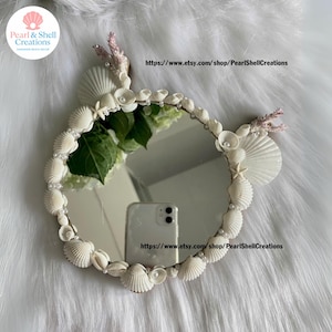 Handmade Seashell Table Mirror with Coral Horns – Coastal Boho Decor, Elegant Beach-Inspired Home Decor for Weddings, Ocean Inspired Gift