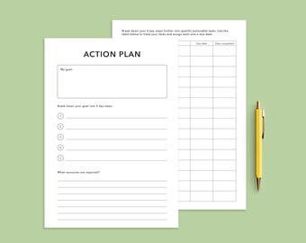 Action Plan Worksheet | Printable PDF and Editable Form