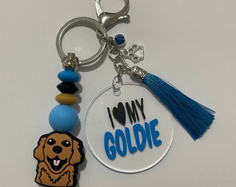 Dog Mum Keyring / Golden Retriever / Dog Themed Keyring / Beaded Keyring / Bag Tag