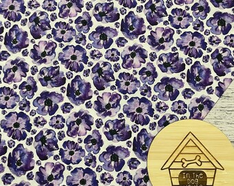 Dog Bandana - Purple Poppies (on white)