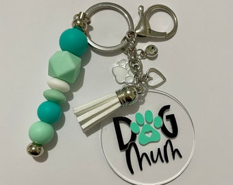 Dog Mum Keyring / Dog Themed Keyring / Beaded Keyring / Bag Tag