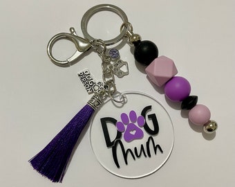 Dog Mum Keyring / Dog Themed Keyring / Beaded Keyring / Bag Tag