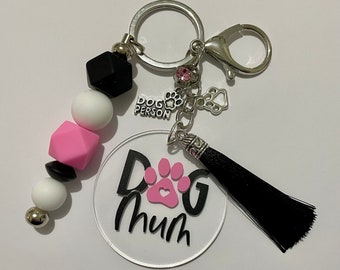 Dog Mum Keyring / Dog Themed Keyring / Beaded Keyring / Bag Tag