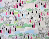 Cityscape fabric by the metre, Edwardian people, cotton poplin dressmaking fabric by Jane Makower