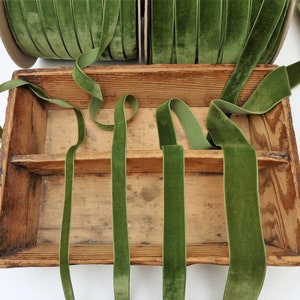 Moss green velvet ribbon trim premium quality, narrow wide, 9mm 16mm 22mm 36mm Berisfords