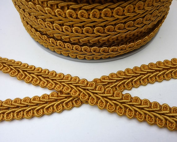 Dark Gold Upholstery Trim, Mustard Yellow Scrolled Gimp Braid Furniture  Trim, 15mm 19/32 Inch, Col 42 