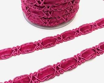 Pink Velvet Upholstery Trim Gimp Braid: 16mm, Clothing Lampshade