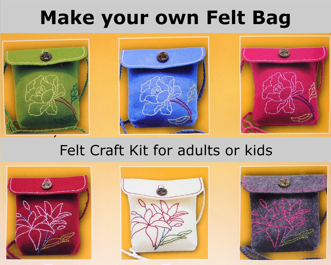 Make Your Own Felt Bag Kit Felt Craft Kit for Kids 5 Colours Etsy UK