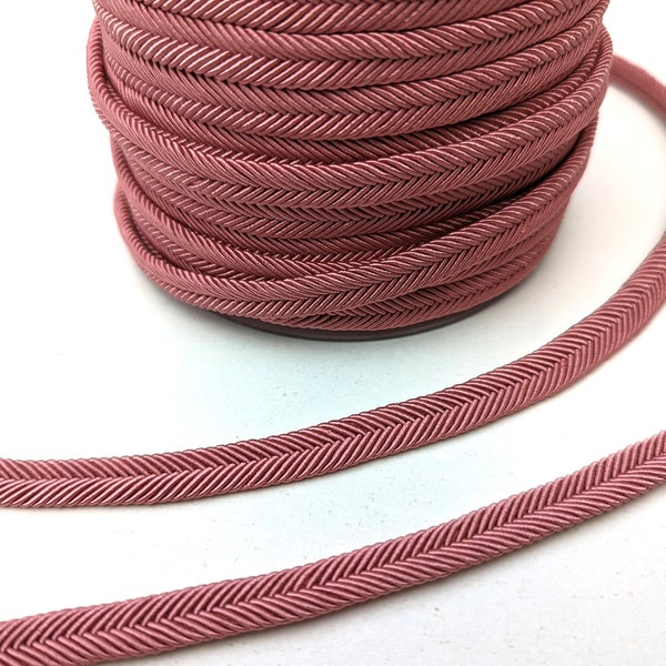 Flat gimp braid trim in dusty rose pink for upholstery, furniture, cushions, lampshades, 9mm 3/8 inch, col #77