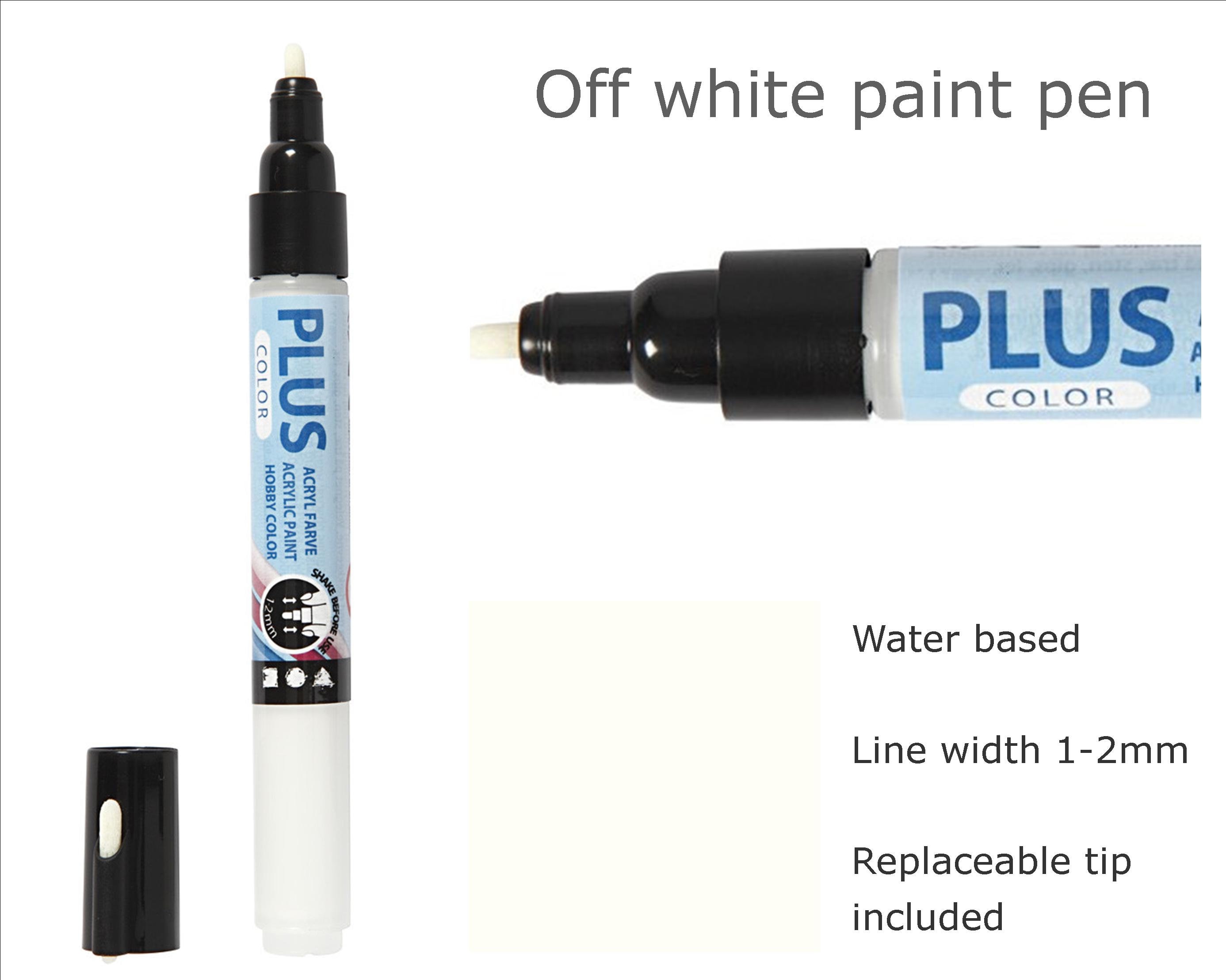 Off White Acrylic Paint Marker Pen, Water Based for Painted Surfaces,  Cardboard, Stone, Wood, Line Width 1-2mm 