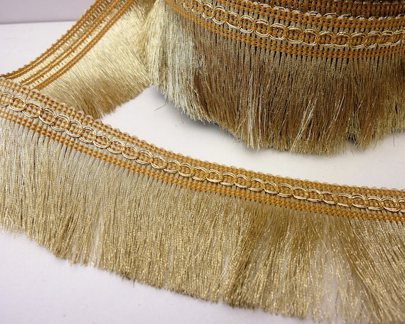 Light Gold Fringe Trim, Metallic Fringing for Lampshades Costumes Bags  Clothing, 5cm 2 Inch Wide 