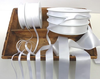 White Double Satin Ribbon: Berisfords Recycled