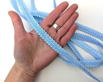 Light Blue Upholstery Trim Gimp Braid: 15mm Scrolled Lampshade Furniture Embellishment