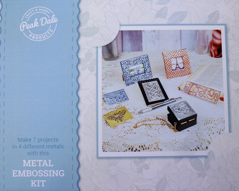 Metal embossing kit beginners 7 projects, craft kits for adults or kids, brass copper pewter aluminium image 2