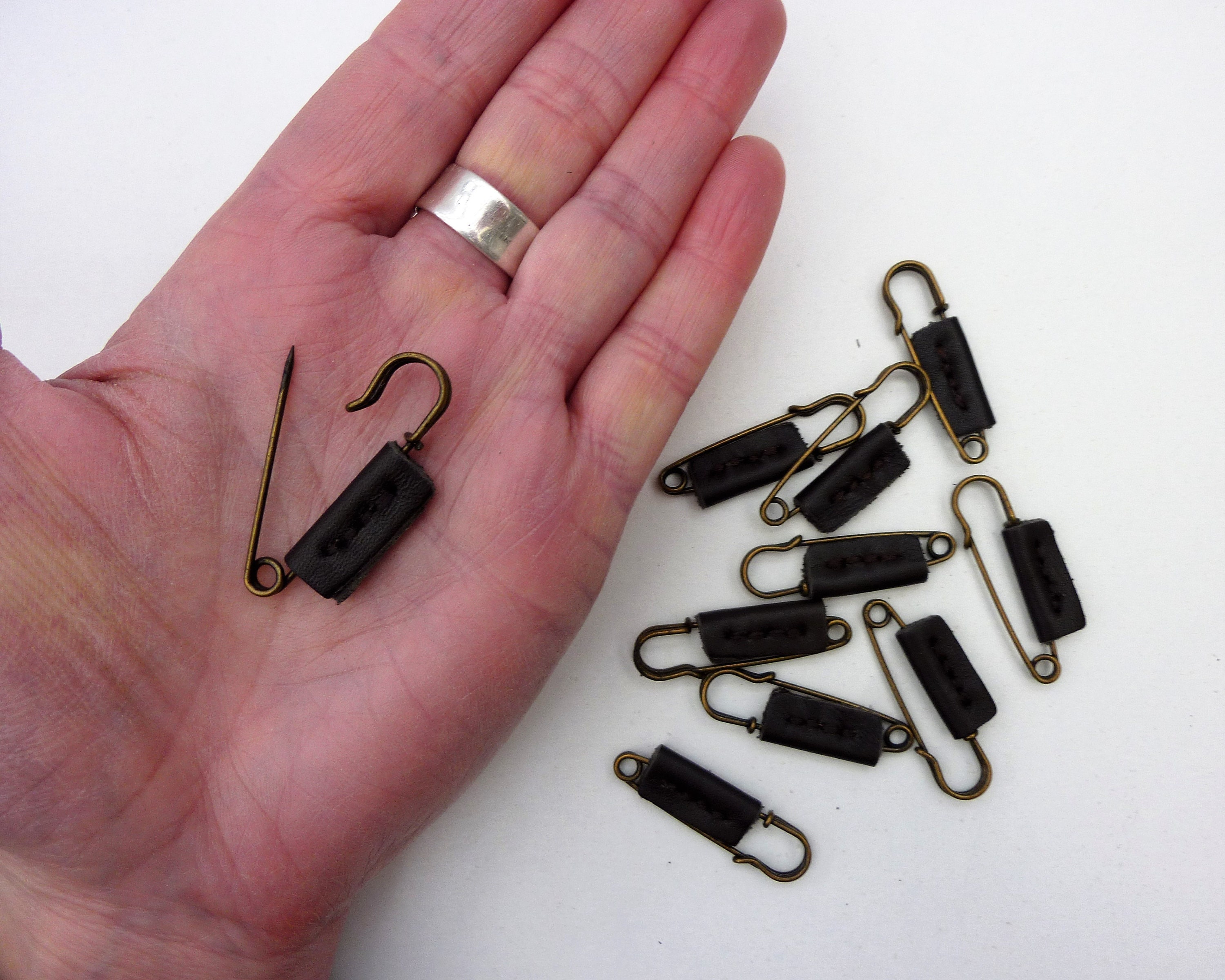 Leather Safety Pins Pack of 3 Decorative Embellishment for Etsy UK