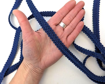 Navy Blue Upholstery Trim Gimp Braid: 15mm Scrolled Lampshade Furniture Embellishment