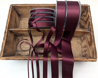 Burgundy Double Satin Ribbon: Dark Wine Red