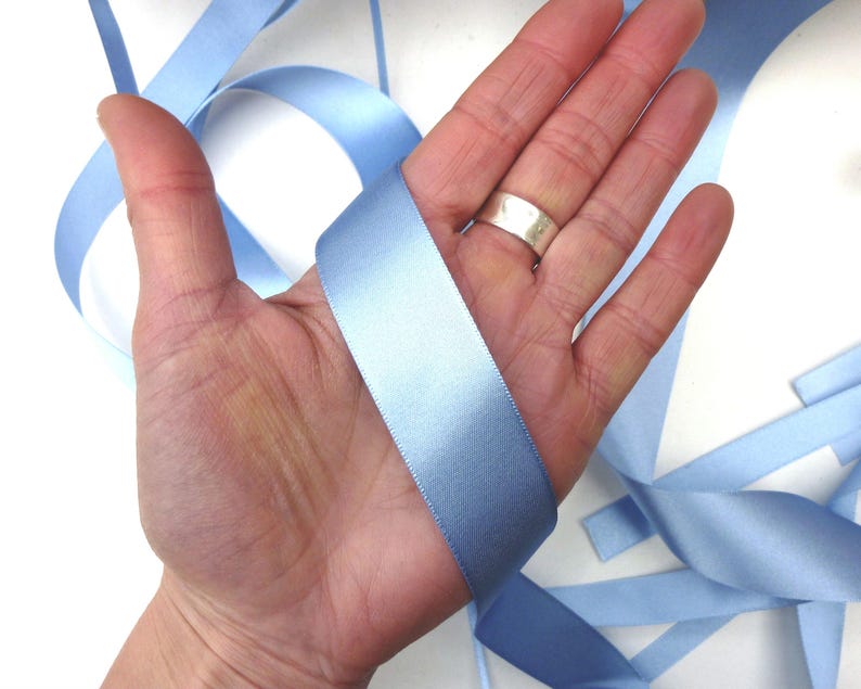 Cornflower Blue Double Satin Ribbon: Berisfords Recycled 25 Millimeters
