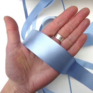 Cornflower Blue Double Satin Ribbon: Berisfords Recycled 35 Millimeters