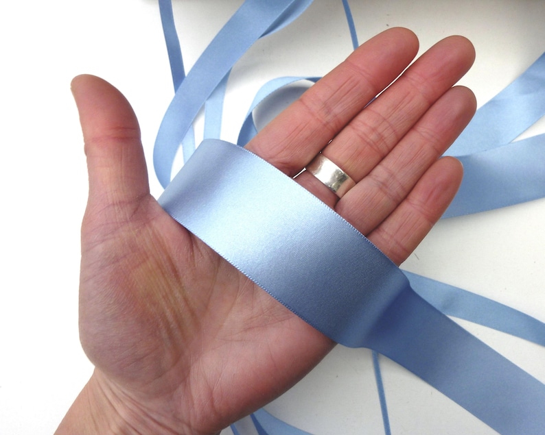 Cornflower Blue Double Satin Ribbon: Berisfords Recycled 35 Millimeters