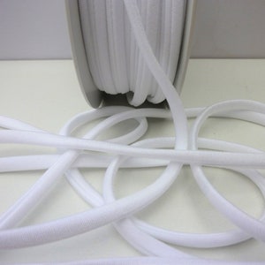 White elastic spaghetti cord for swimwear, bikinis, lingerie, hair ties, 6mm wide