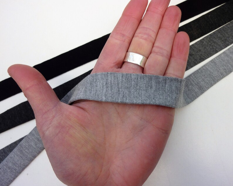 Jersey bias binding grey black white soft stretch bias tape Etsy