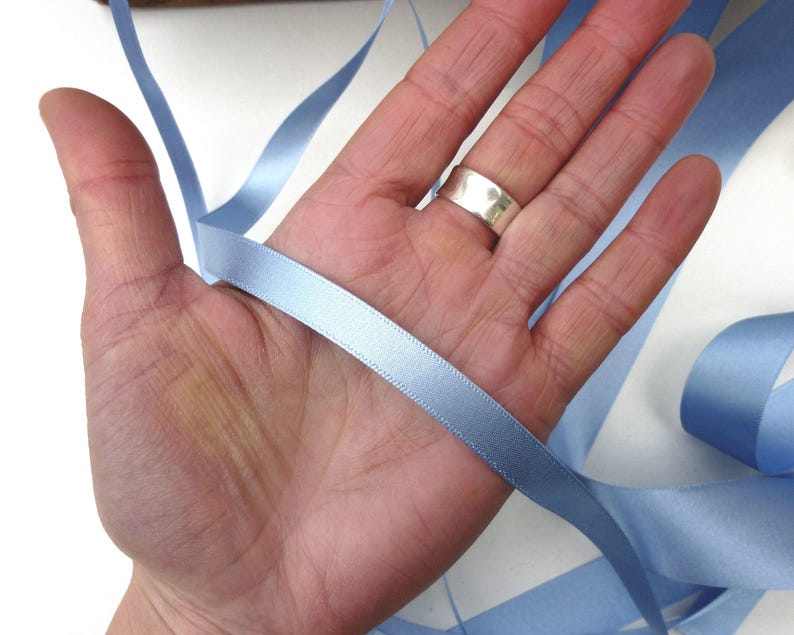 Cornflower Blue Double Satin Ribbon: Berisfords Recycled 10 Millimeters