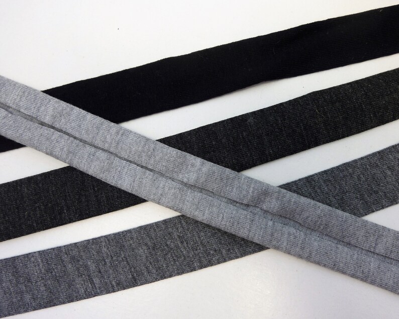 Jersey bias binding grey black white soft stretch bias tape Etsy